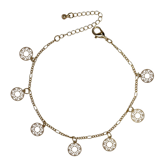 Fashion sun mandala disk gold plated ankle chain