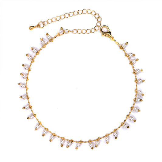 Fashion gold plate pearl anklet