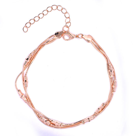 Fashion rose gold multi strand anklet