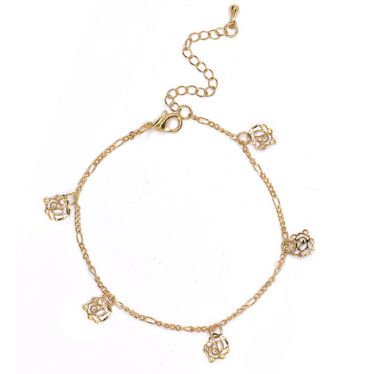 Fashion cutout flower charm anklet
