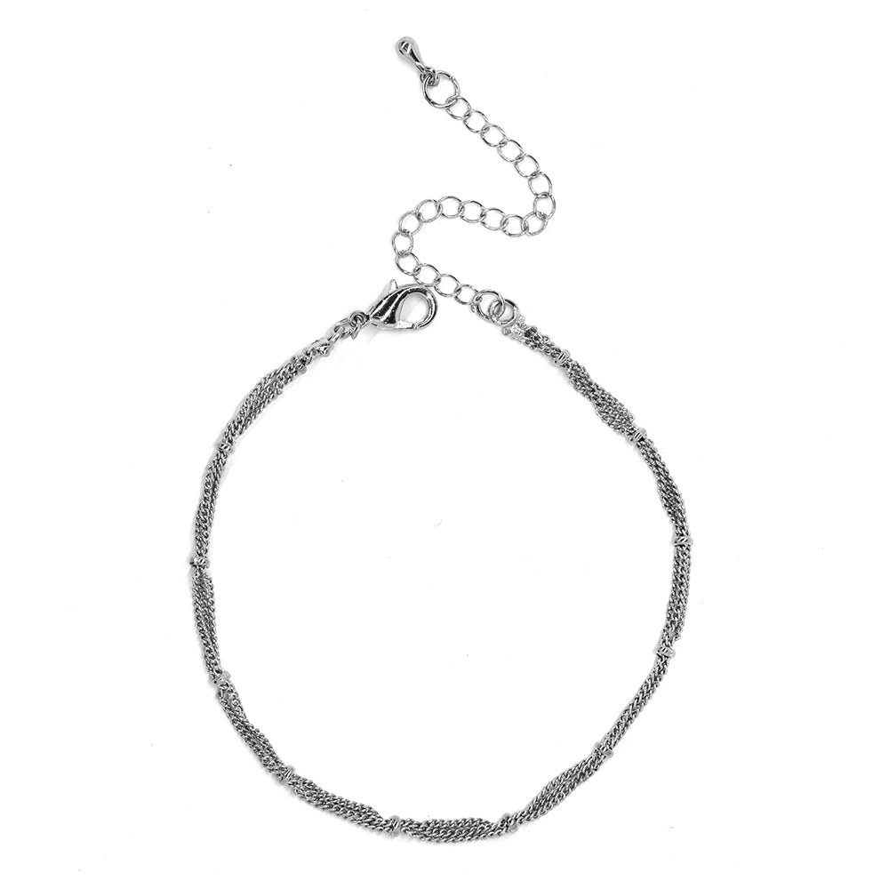 Fashion silver triple chain and round charm anklet