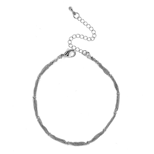 Fashion silver triple chain and round charm anklet