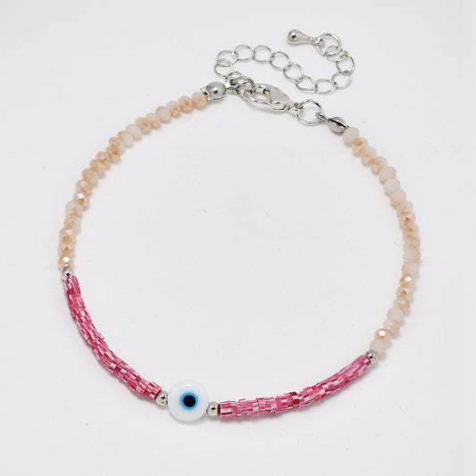 Fashion evil eye mixed faceted beaded anklets - YA4422