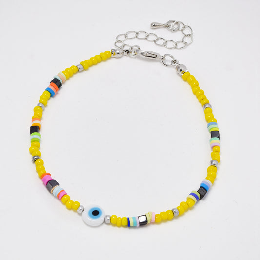 Fashion evil eye mixed seed beaded anklets - YA4424