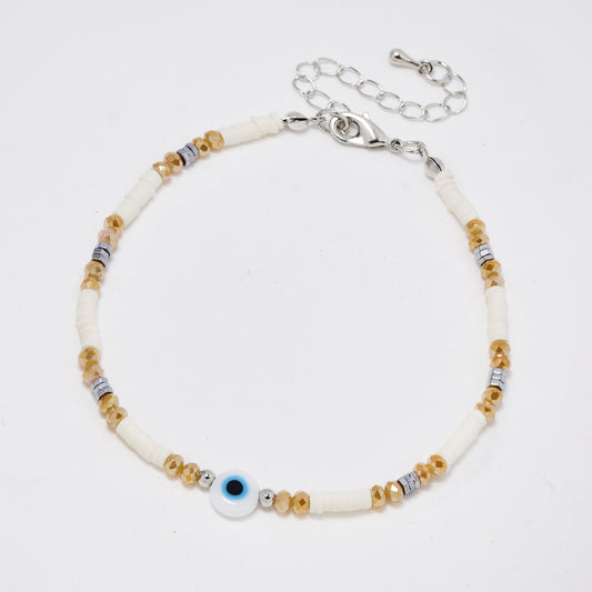 Fashion colourful mixed beaded evil eye anklet - YA4660