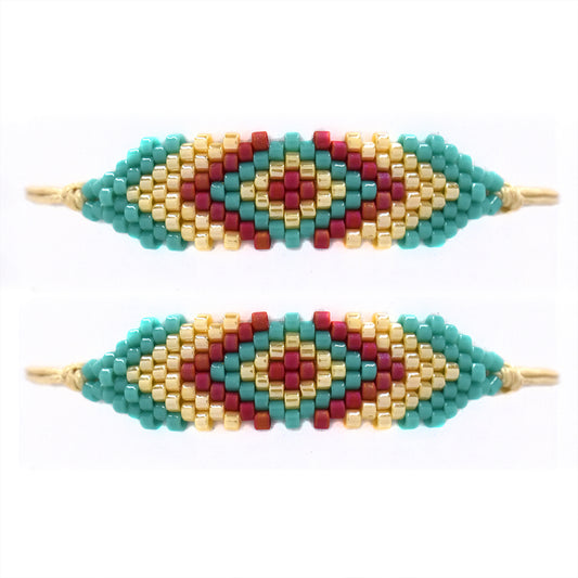 Fashion adjustable beaded cotton ID style bracelet   2 pk - YB053