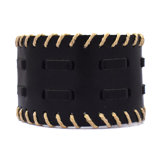 Fashion black broad stitching edge bracelet - YB1272
