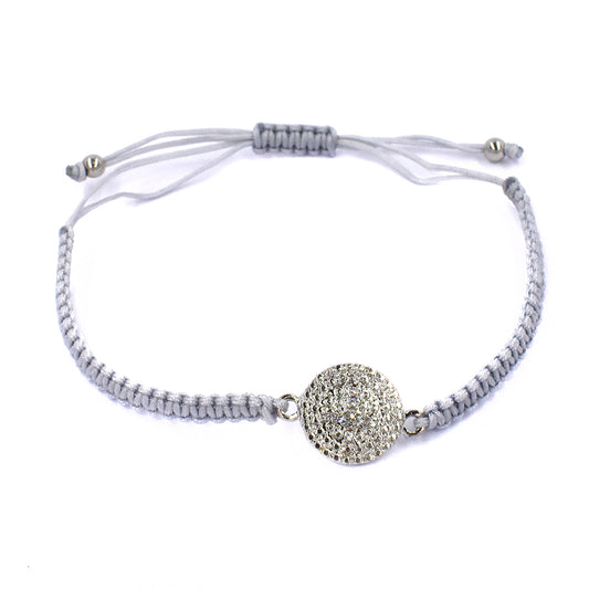 Fashion grey rope with silver disc bracelet - YB1299-2