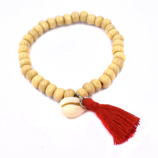 Fashion wooden bead with shell and tassel bracelet - YB1300