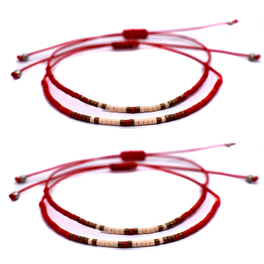 4 Pack fashion beaded cotton adjustable bracelet - YB2502