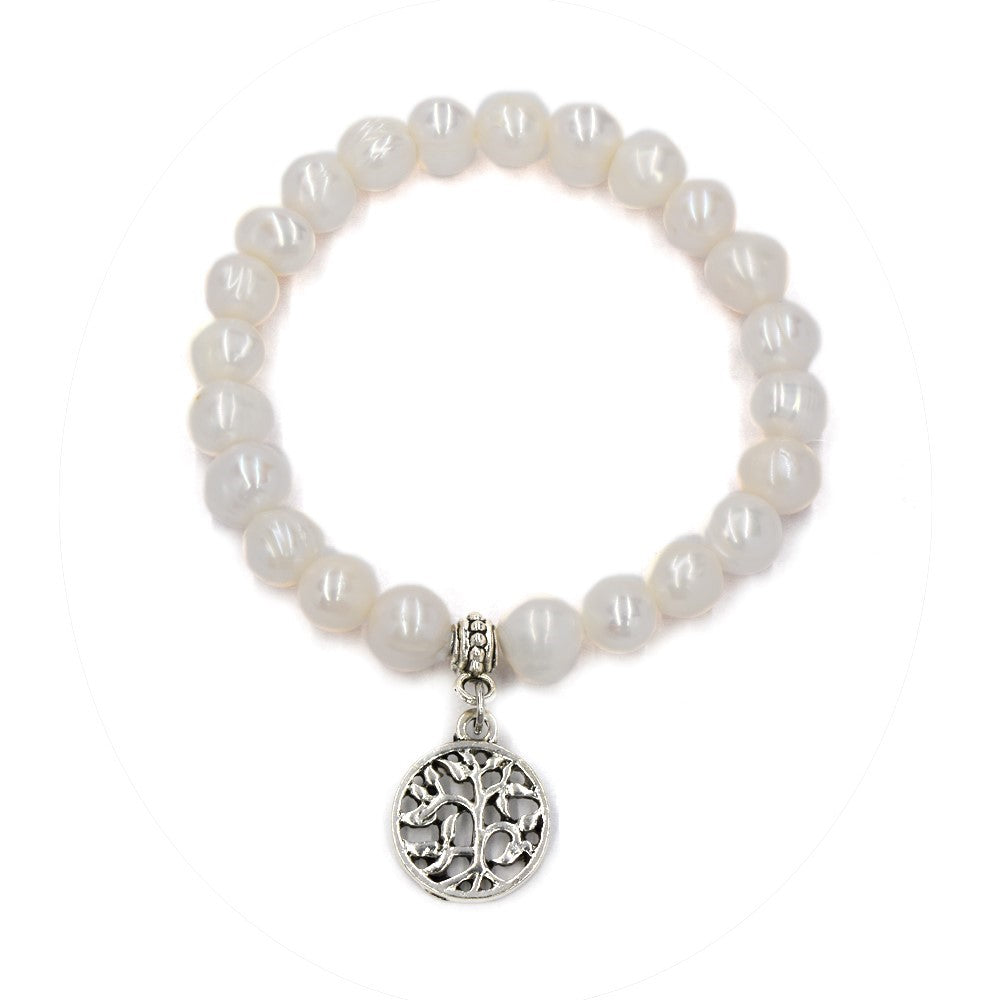 Freshwater pearl tree Of life stretch bracelet - YB3231