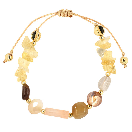 Fashion neutral toned beaded cotton adjustable bracelet - YB3481