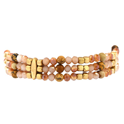 Fashion stacked colour beaded adjustable bracelet - YB3498