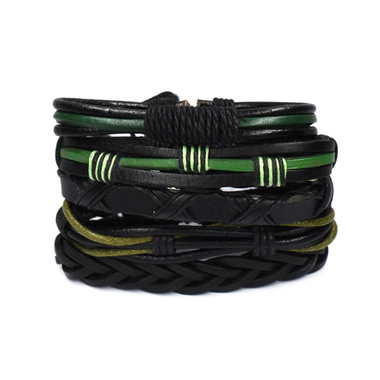 Fashion black and Green 5 row bracelet pack - YB4144