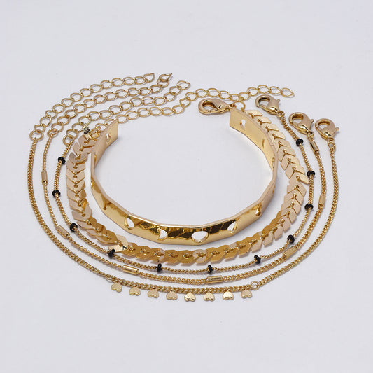 Fashion gold 5 piece bracelet and cuff set - YB4353