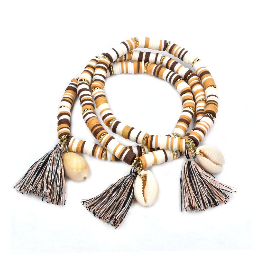 3 Pack fashion beaded tassel stretch bracelet - YB4425
