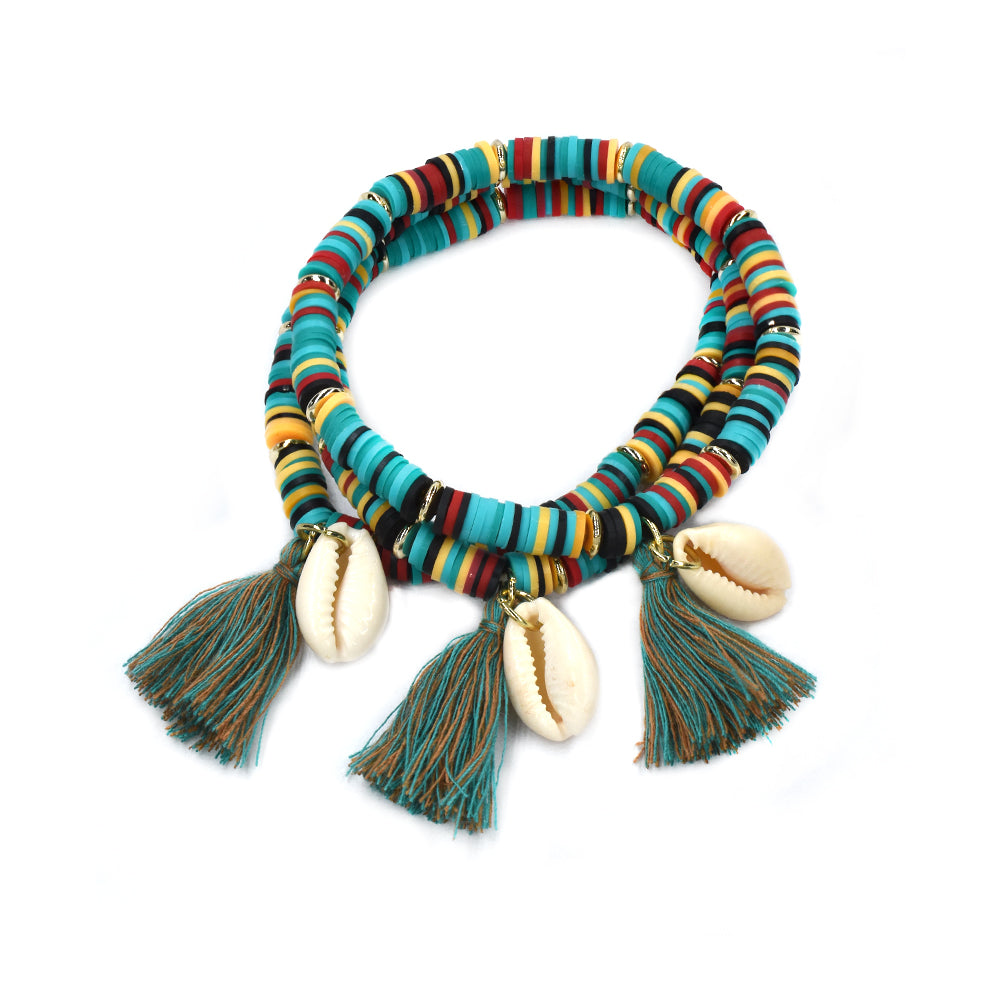 3 Pack fashion beaded tassel stretch bracelet - YB4425