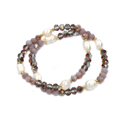 2 Pack fashion colour bead bracelet with freshwater pearl - YB4436 - YB4436