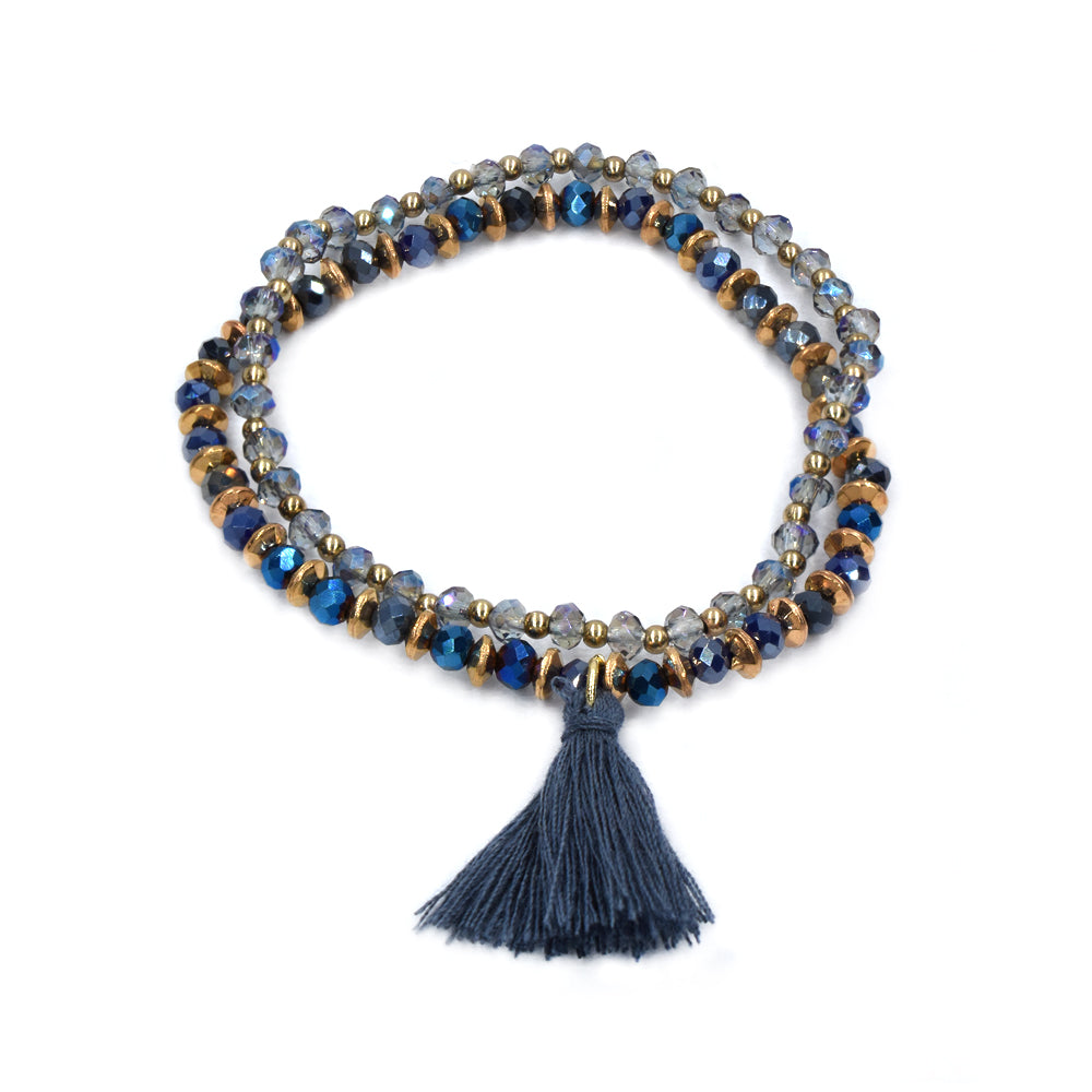 2 Pack fashion colour tassel beaded bracelet - YB4438