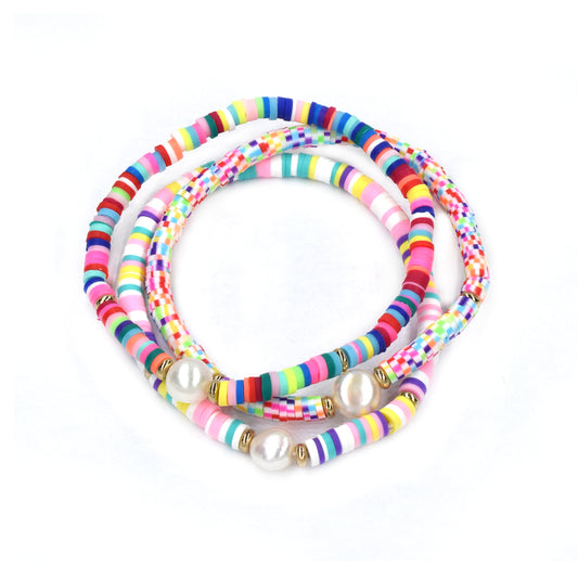 3 Pack fashion mixed colour bead bracelet - YB4441