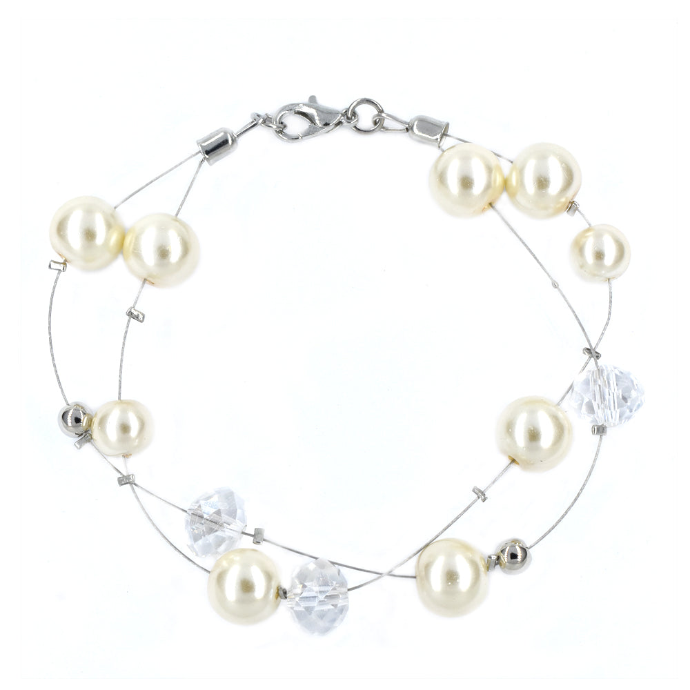 Fashion floating pearl and faceted bead bracelet - YB4539