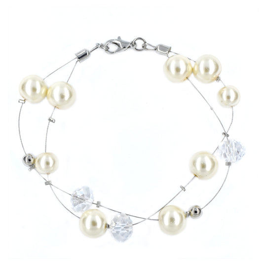 Fashion floating pearl and faceted bead bracelet - YB4539