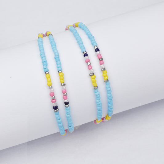 2 Pack fashion adjustable double strand beaded bracelet - YB4640