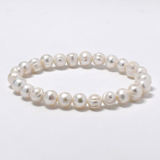 Freshwater pearl white 8mm stretch bracelet - YB4785