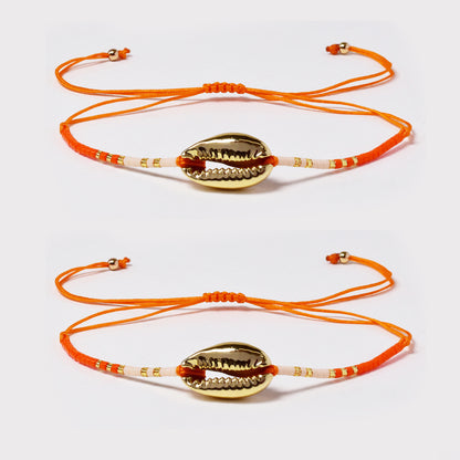2 Pack fashion beaded shell cotton pull through bracelet - YB4790O