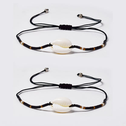 2 Pack fashion beaded shell cotton pull through bracelet - YB4790O