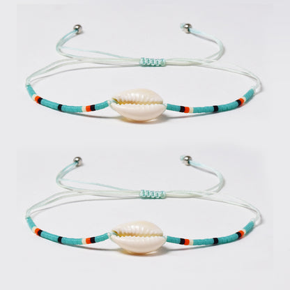2 Pack fashion beaded shell cotton pull through bracelet - YB4790O