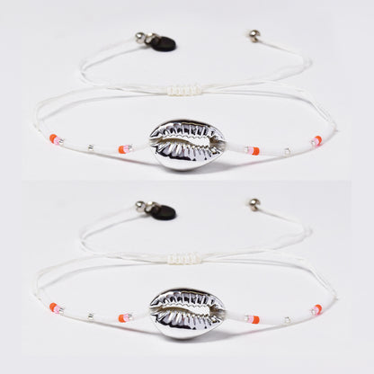 2 Pack fashion beaded shell cotton pull through bracelet - YB4790O