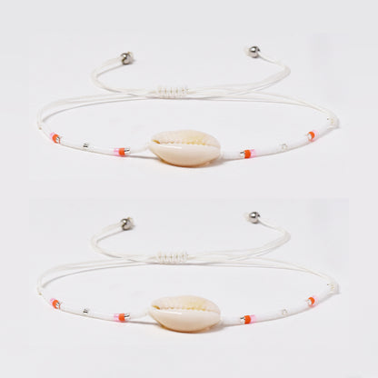 2 Pack fashion beaded shell cotton pull through bracelet - YB4790O