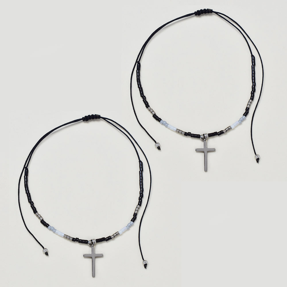 2 Pack fashion beaded cross bracelet - YB4838