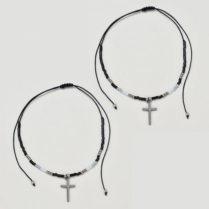2 Pack fashion beaded cross bracelet - YB4838