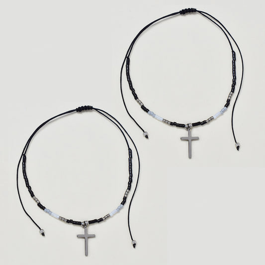 2 Pack fashion beaded cross bracelet - YB4838