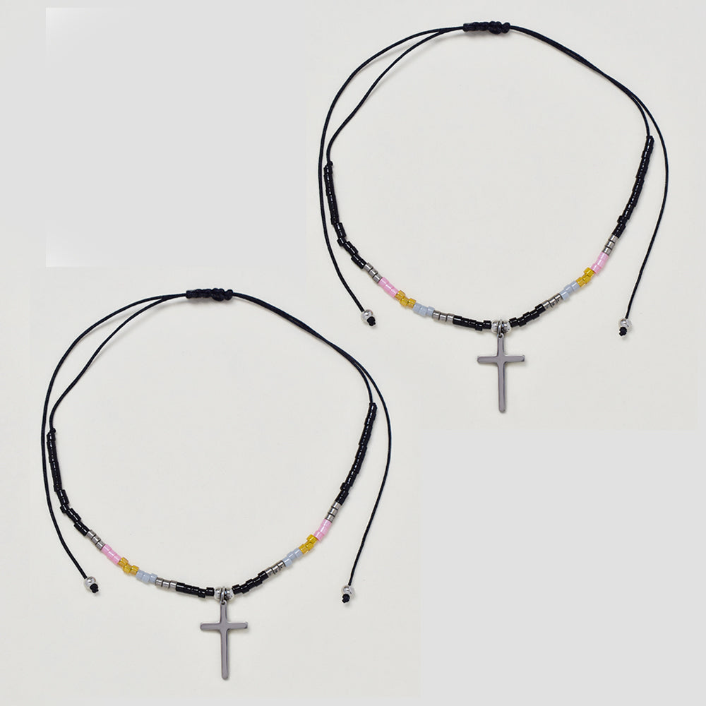 2 Pack fashion beaded cross bracelet - YB4838
