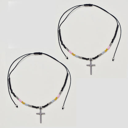 2 Pack fashion beaded cross bracelet - YB4838