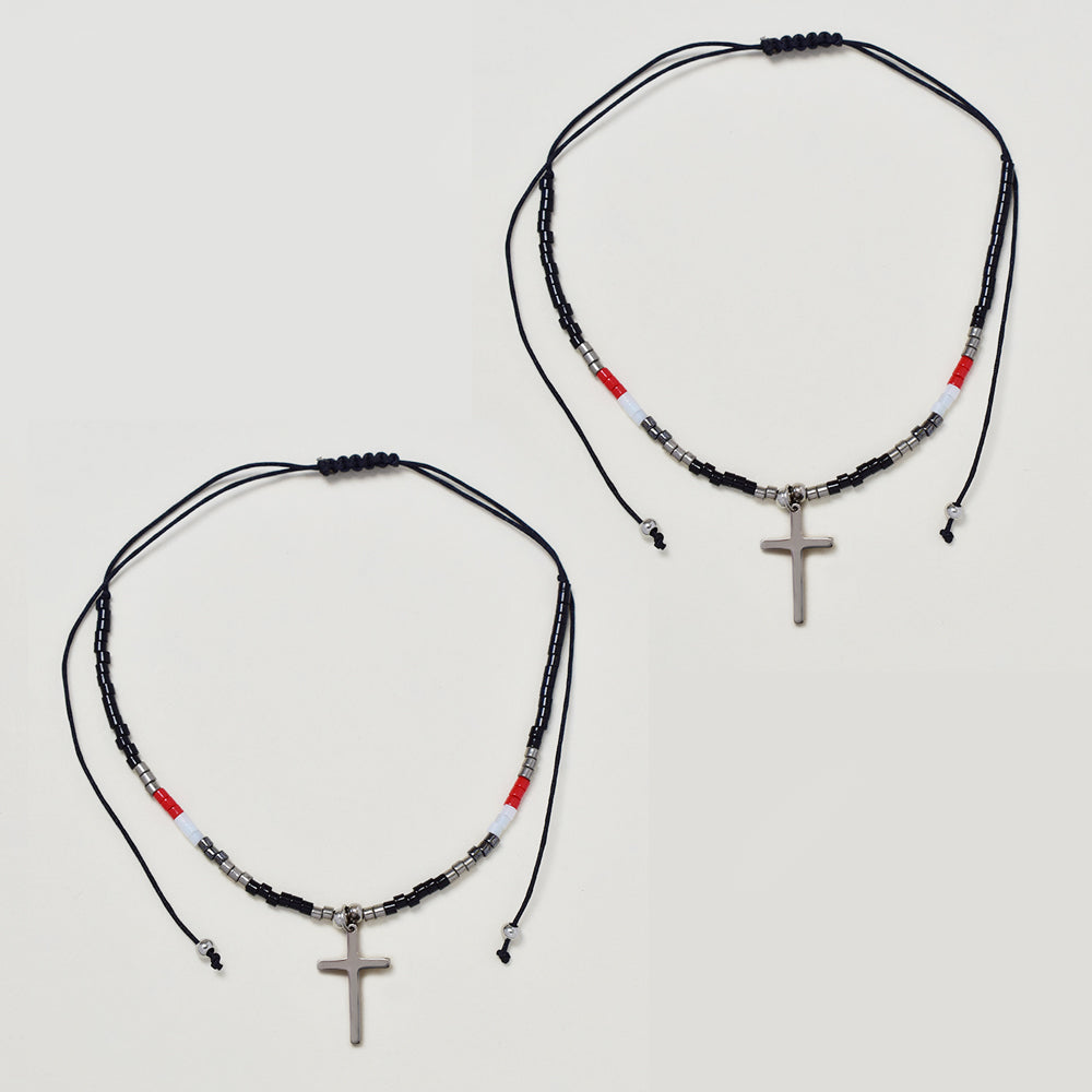 2 Pack fashion beaded cross bracelet - YB4838