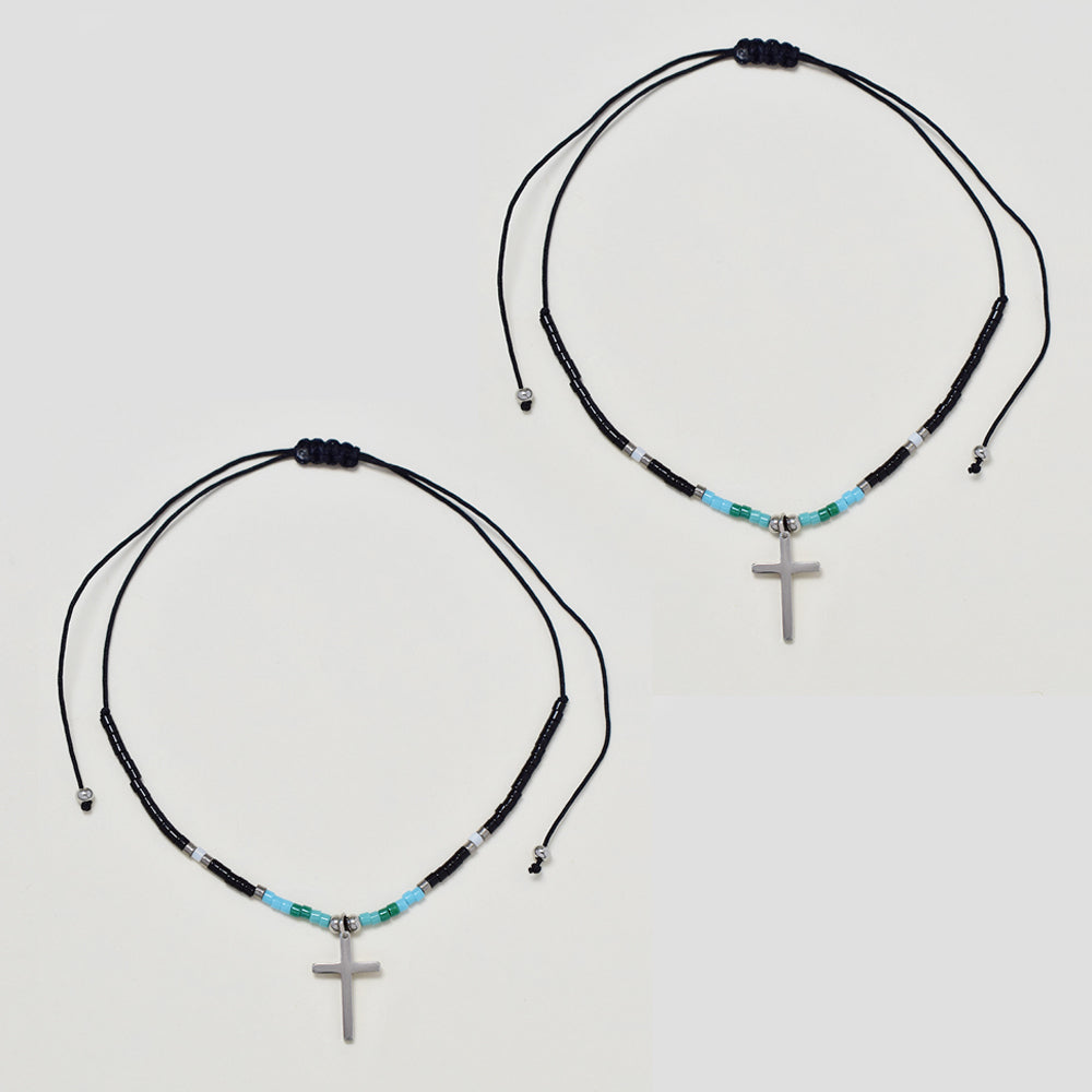 2 Pack fashion beaded cross bracelet - YB4838