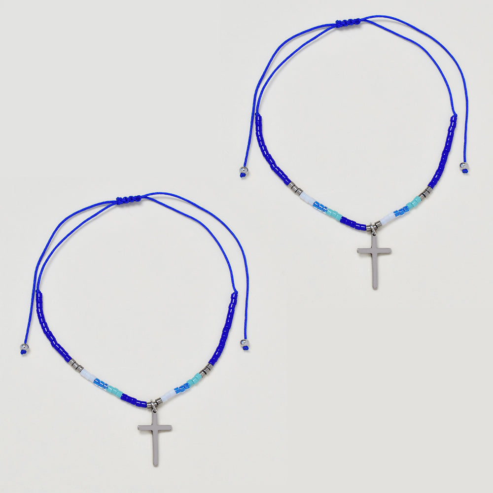 2 Pack fashion beaded cross bracelet - YB4838