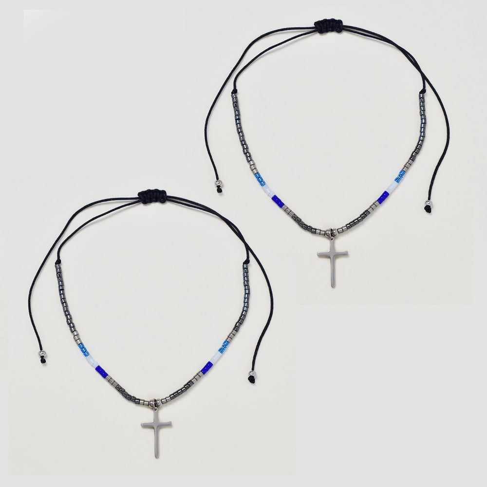 2 Pack fashion beaded cross bracelet - YB4838