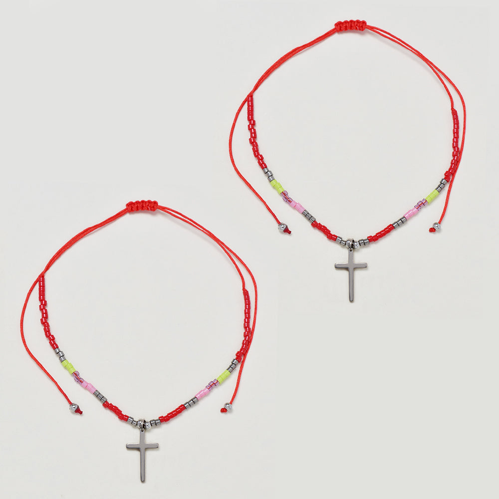 2 Pack fashion beaded cross bracelet - YB4838