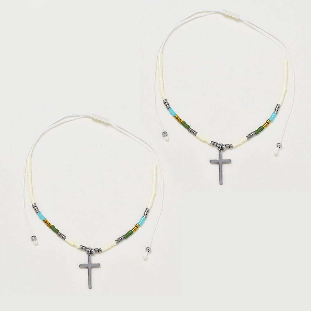 2 Pack fashion beaded cross bracelet - YB4838