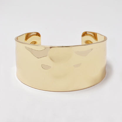 Broad hammered cuff bangle