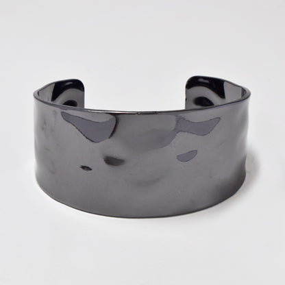 Broad hammered cuff bangle