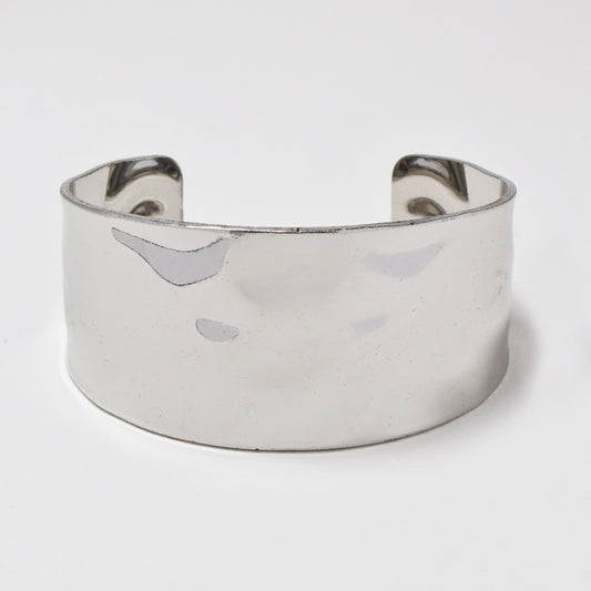 Broad hammered cuff bangle