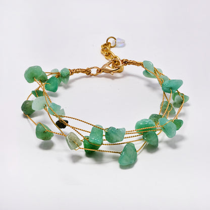 Intertwined multi strand floating stone fashion bracelet - 18+3cm - YB5288