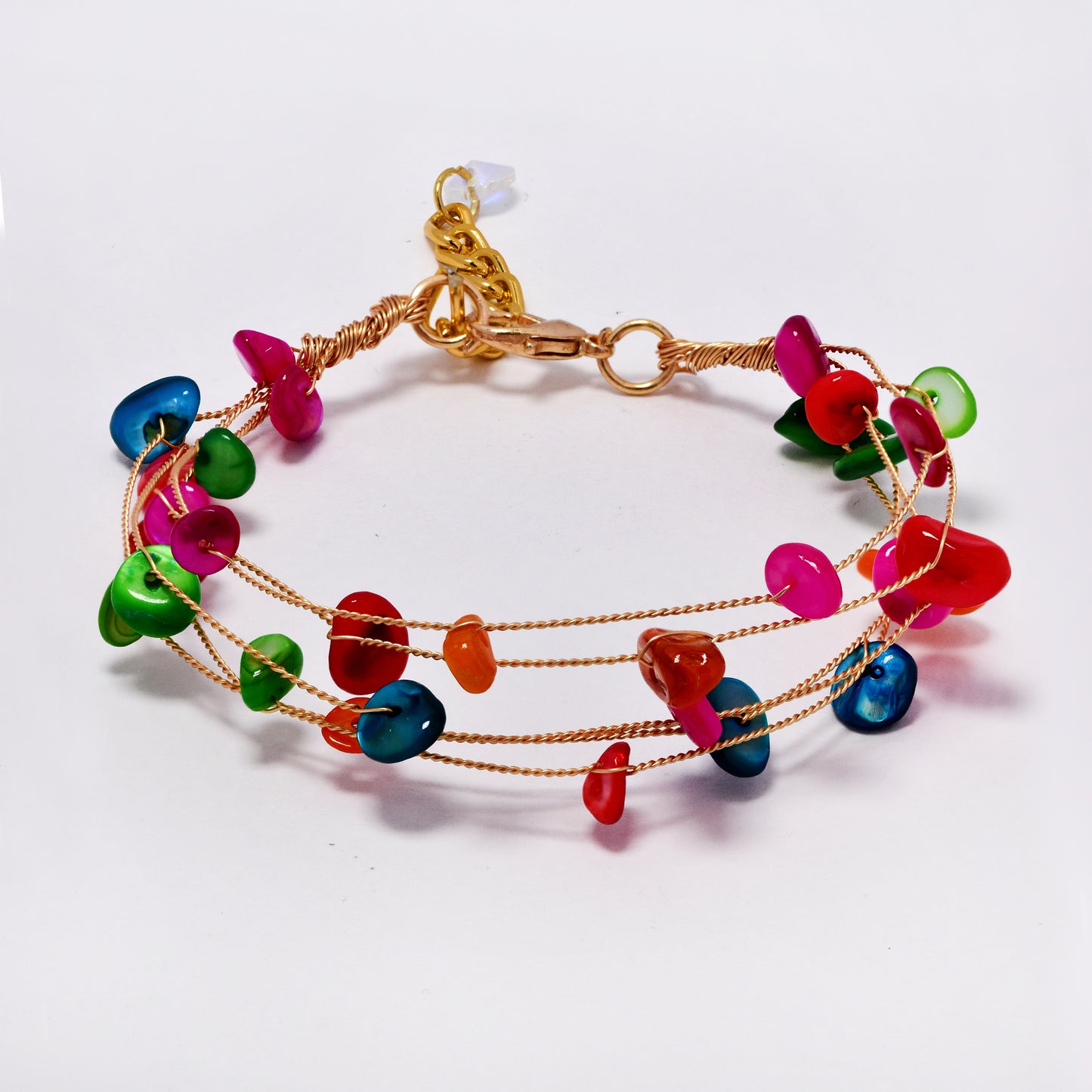 Intertwined multi strand floating stone fashion bracelet - 18+3cm - YB5288