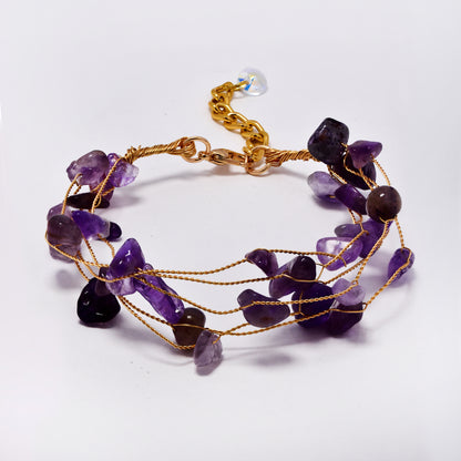 Intertwined multi strand floating stone fashion bracelet - 18+3cm - YB5288